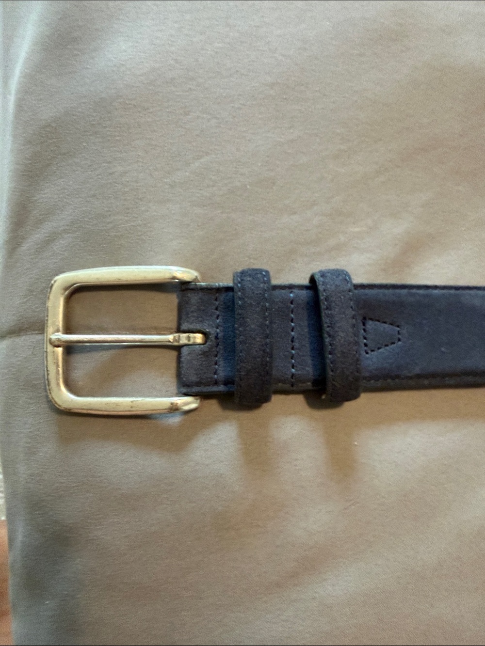 Brooks Brothers Made in Italy Suede Leather Belt Size 40 (Navy Blue)
